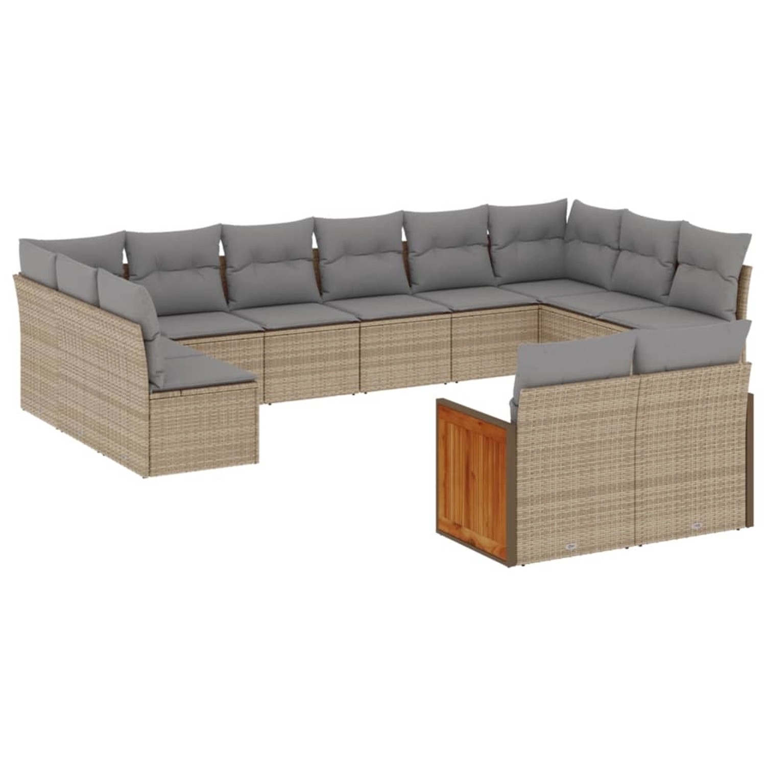 vidaXL 12-Tlg Garten-Sofagarnitur mit Kissen Beige Poly Rattan 3228124 günstig online kaufen