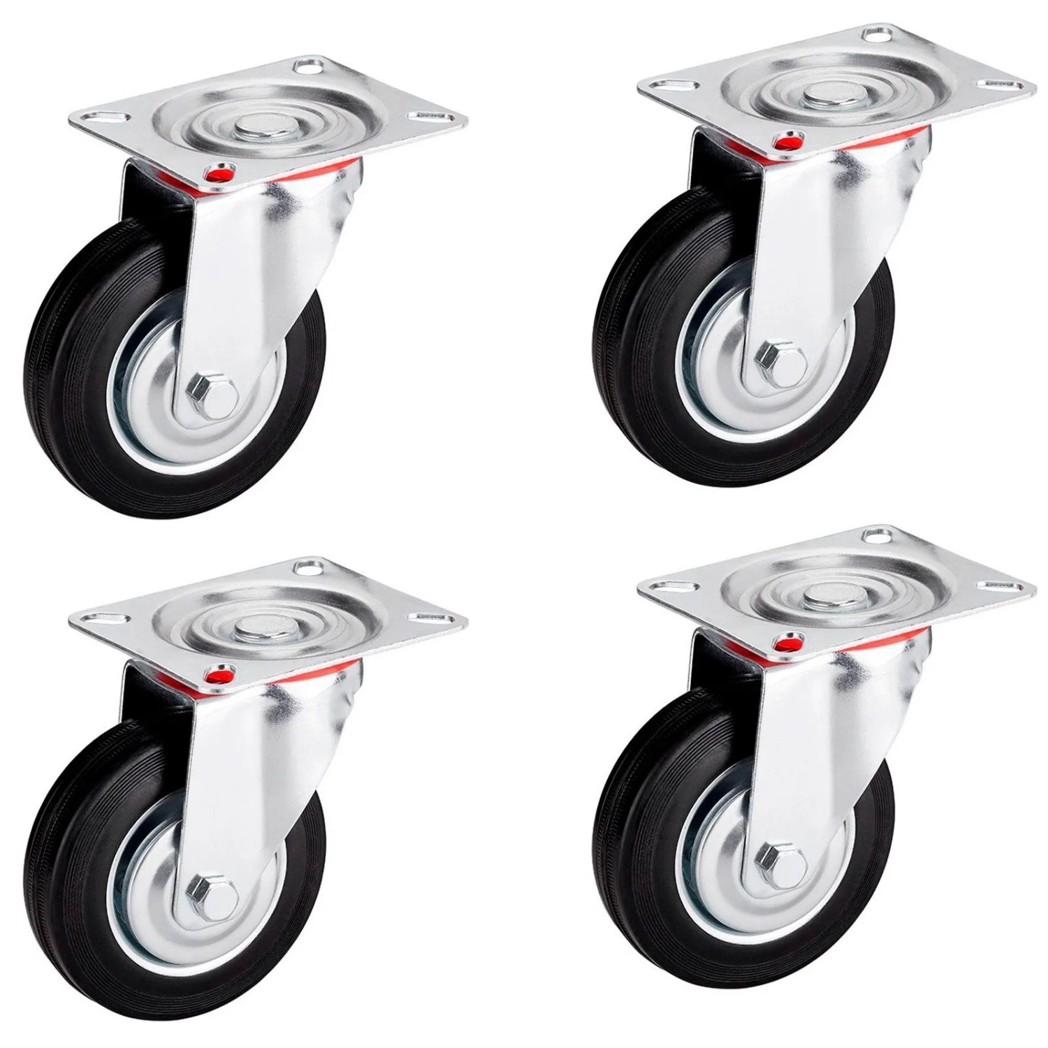 SOTECH 4er SET Transportrollen RED Ø200 mm 4x Lenkrollen Ohne Bremse Traglast Bis Max. 440 Kg