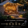 Warmweiße LED Solar Feuerwerk Lichterkette im Gartenpavillon. Dekorative Weihnachtsbeleuchtung für außen, 5er Set.