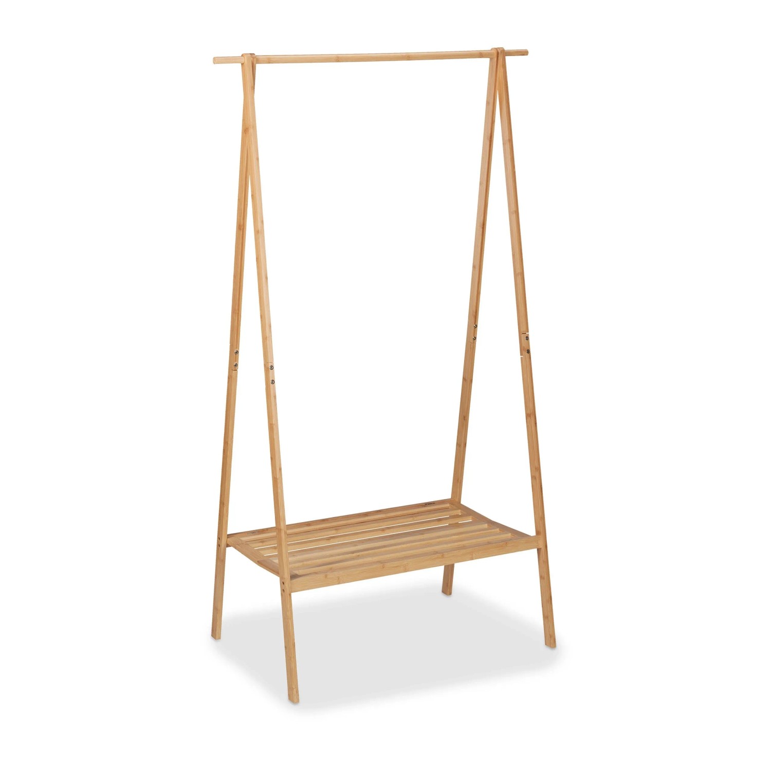 Relaxdays Kleiderständer Bambus Natur Klappbar mit Ablage 170 cm x 100 cm x 56,5 cm 4,2 kg
