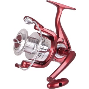 Westline Angelrolle Sunrise Pilk 60 in Rot mit silberner Spule für optimales Angeln.