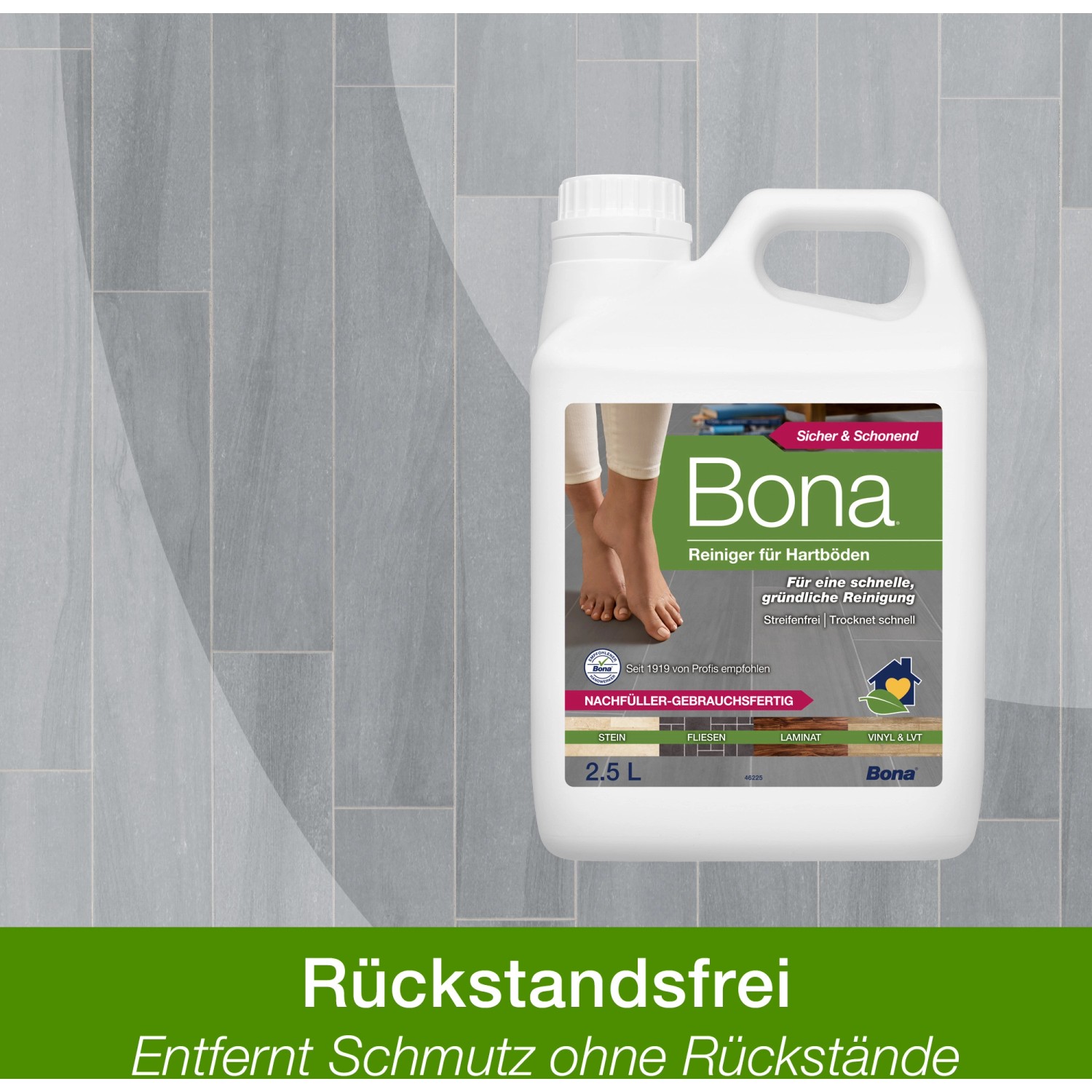 Bona Reiniger Nachfüllkanister für Stein-, Fliesen- und Laminatböden, 2,5 l.