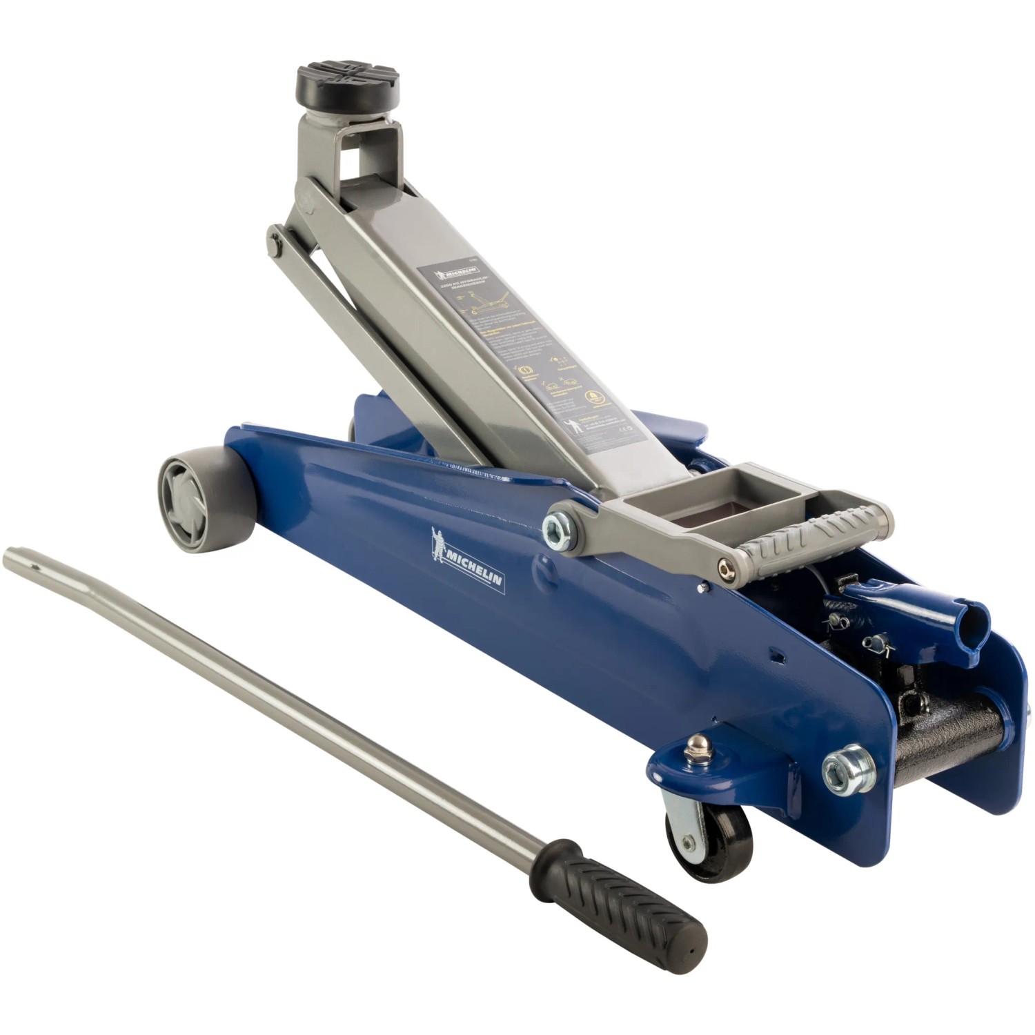 Huini Hydraulischer Wagenheber 2 Tonnen – Blau, Stahl, Höhe 135–320 Mm, Für Auto, Van & Notfälle Inkl. Tragetasche