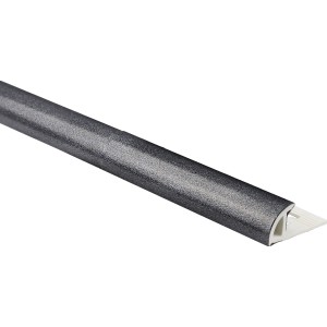 Anthrazit Viertelkreis-Abschlussprofil aus PVC, 8 mm stark und 2,5 m lang.