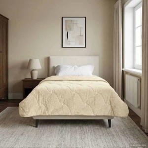 vidaXL Winterbettdecke Creme 155 x 200 cm Mikrofaser und Teddy-Fleece 42026363