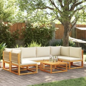 vidaXL 7-Tlg Gartensofa-Set mit Kissen Holz Akazie & Seil 3278863