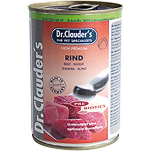 Dr. Clauder Hunde-Nassfutter Rind, 400g Dose. Alleinfutter für Hunde mit hohem Eisen- und Eiweißgehalt.