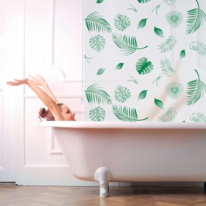 Relaxdays Duschrollo Kunststoff Aluminium Weiß Grün Wasserabweisend 100 cm x 240 cm