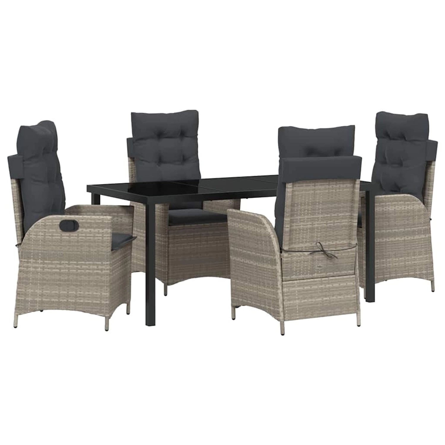 vidaXL Garten Essgruppe 5-Tlg Hellgrau Poly Rattan 3380522 günstig online kaufen