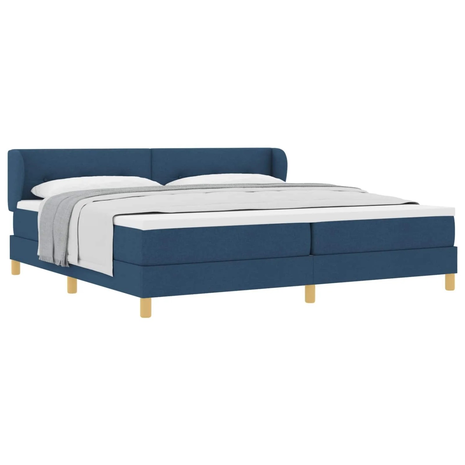 vidaXL Boxspringbett mit Matratze mit Kopfteil Blau 200 x 200 cm Stoff 3340240