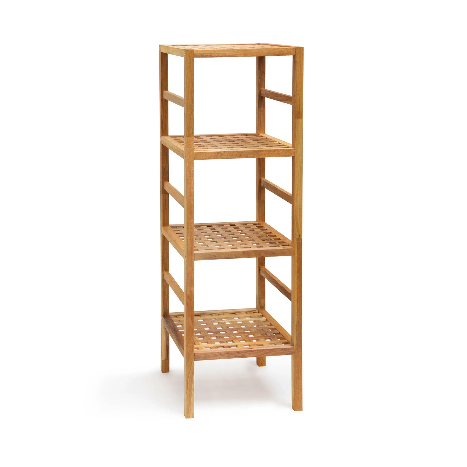 Relaxdays Badregal Walnussholz Braun 4 Böden 117 cm x 35,5 cm x 35,5 cm