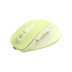 Grüne Hama Funkmaus WM-500 mit 6 Tasten, ergonomisch und ohne Klickgeräusch.