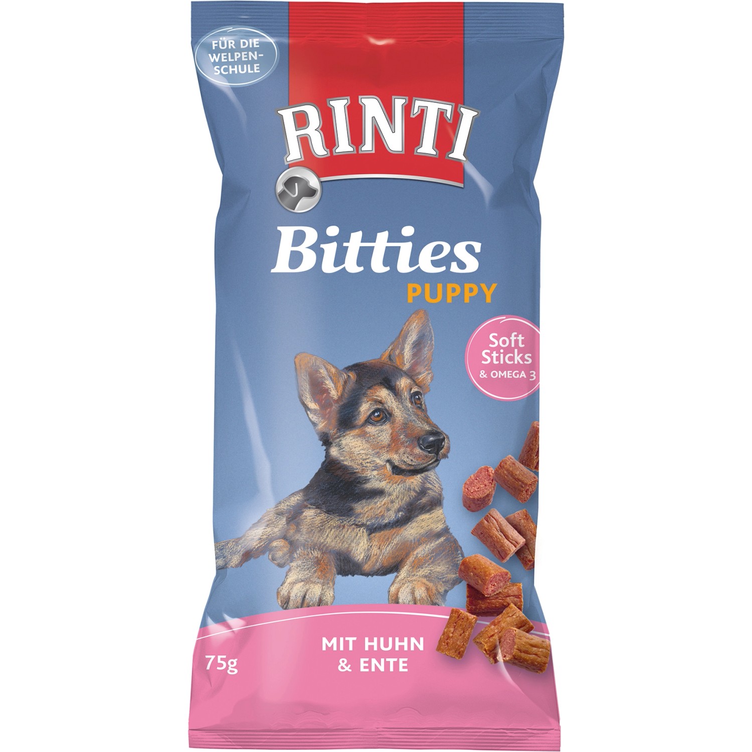 Rinti Hunde-Natursnacks Bitties Puppy Huhn und Ente 75 g