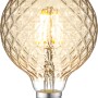 Just Light LED-Leuchtmittel, 4W, E27, Globeform, goldfarbenes Glas mit Rautenmuster.