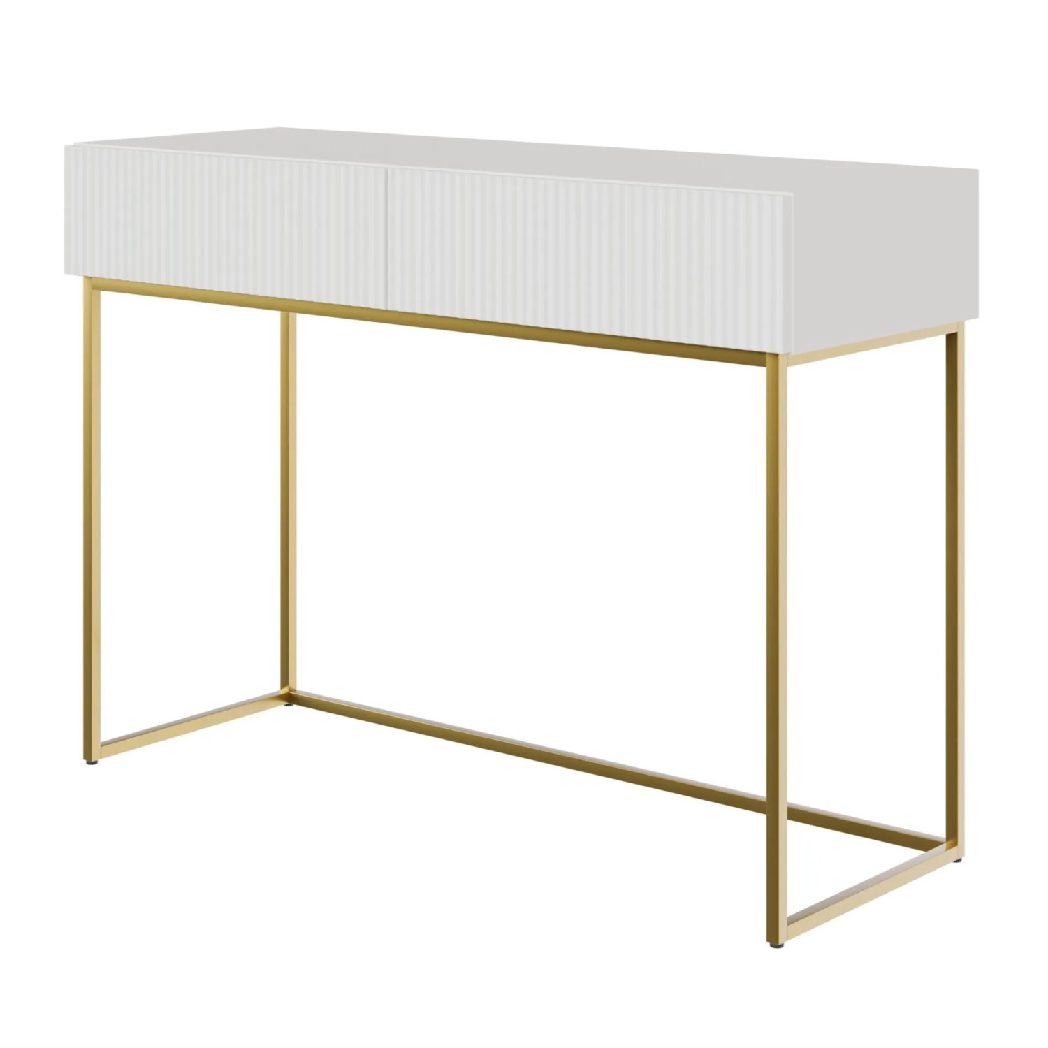 Selsey Veldio Schminktisch 110 cm mit Lamellenfront und Zwei Schubladen Wei günstig online kaufen