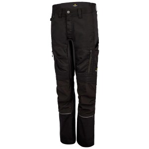 Schwarze Hans Schäfer Workwear Bundhose Amazone für Damen. Robuste Arbeitshose mit Cordura-Verstärkungen, Taschen, Reflexstreifen.