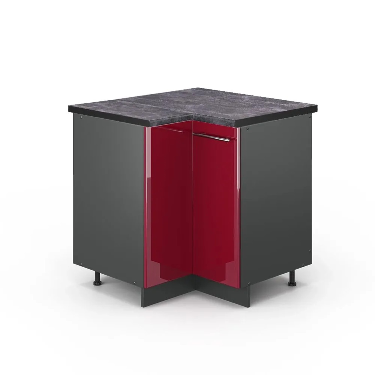 Vicco Eckunterschrank Fame-Line Bordeaux Hochglanz Anthrazit 81 cm AP Anthrazit