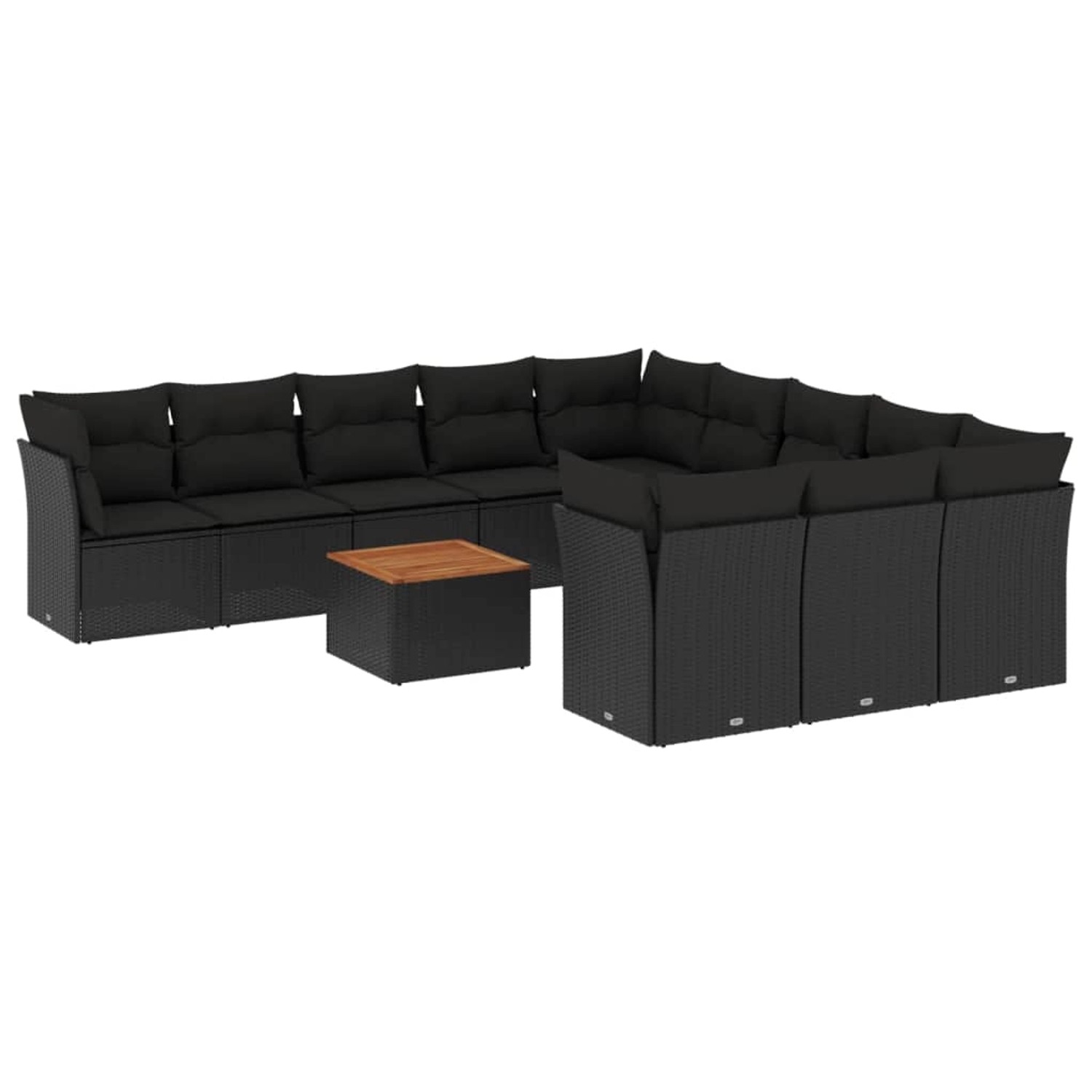 vidaXL 12-tlg Garten-Sofagarnitur mit Kissen Schwarz Poly Rattan Modell 50 günstig online kaufen