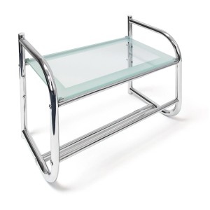 Relaxdays Wandregal Edelstahl Glas Silber mit Handtuchhalter 34 cm x 45 cm x 23 cm