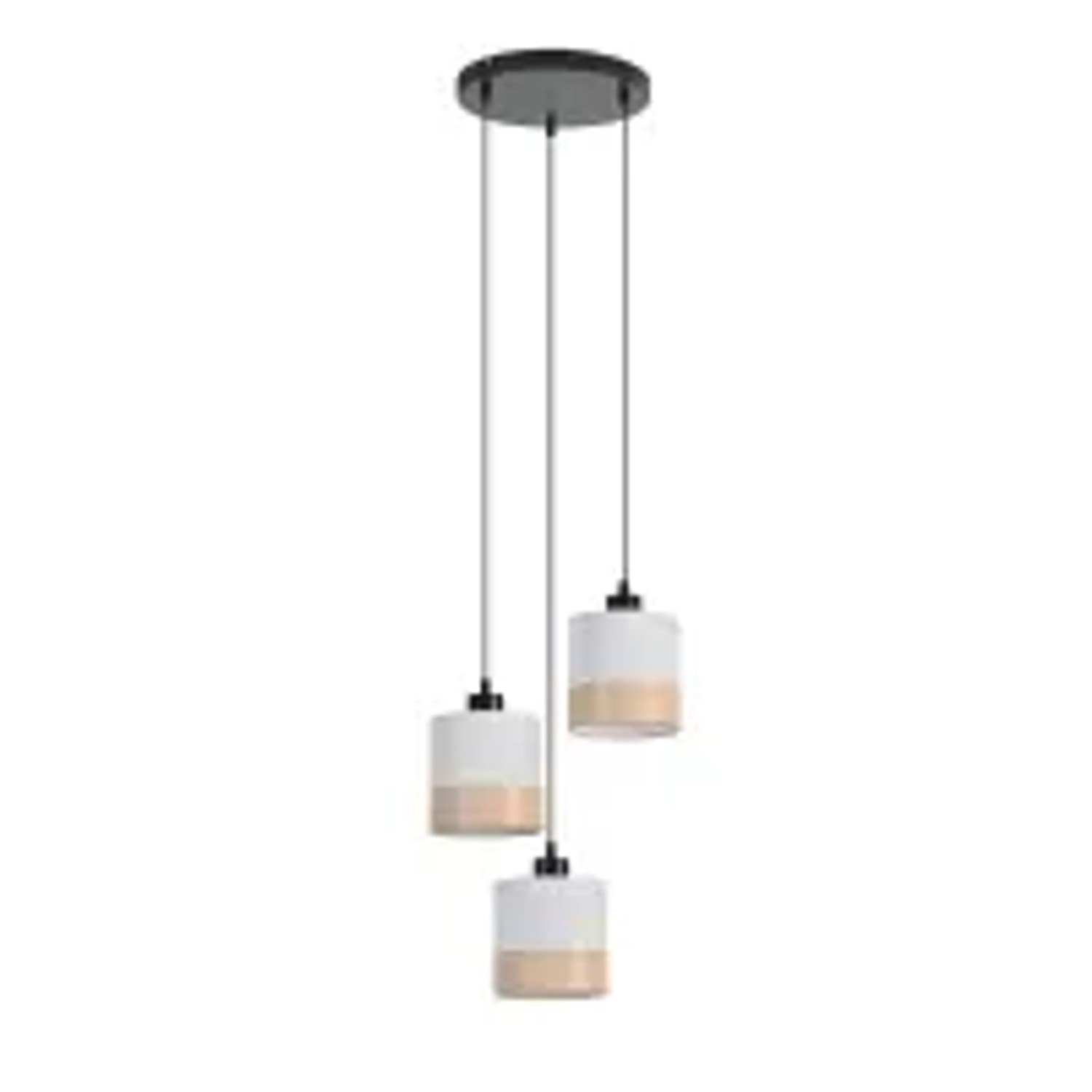 NETTLIFE Pendelleuchte aus Textil L120cm Weiß 25W B25cm H25cm