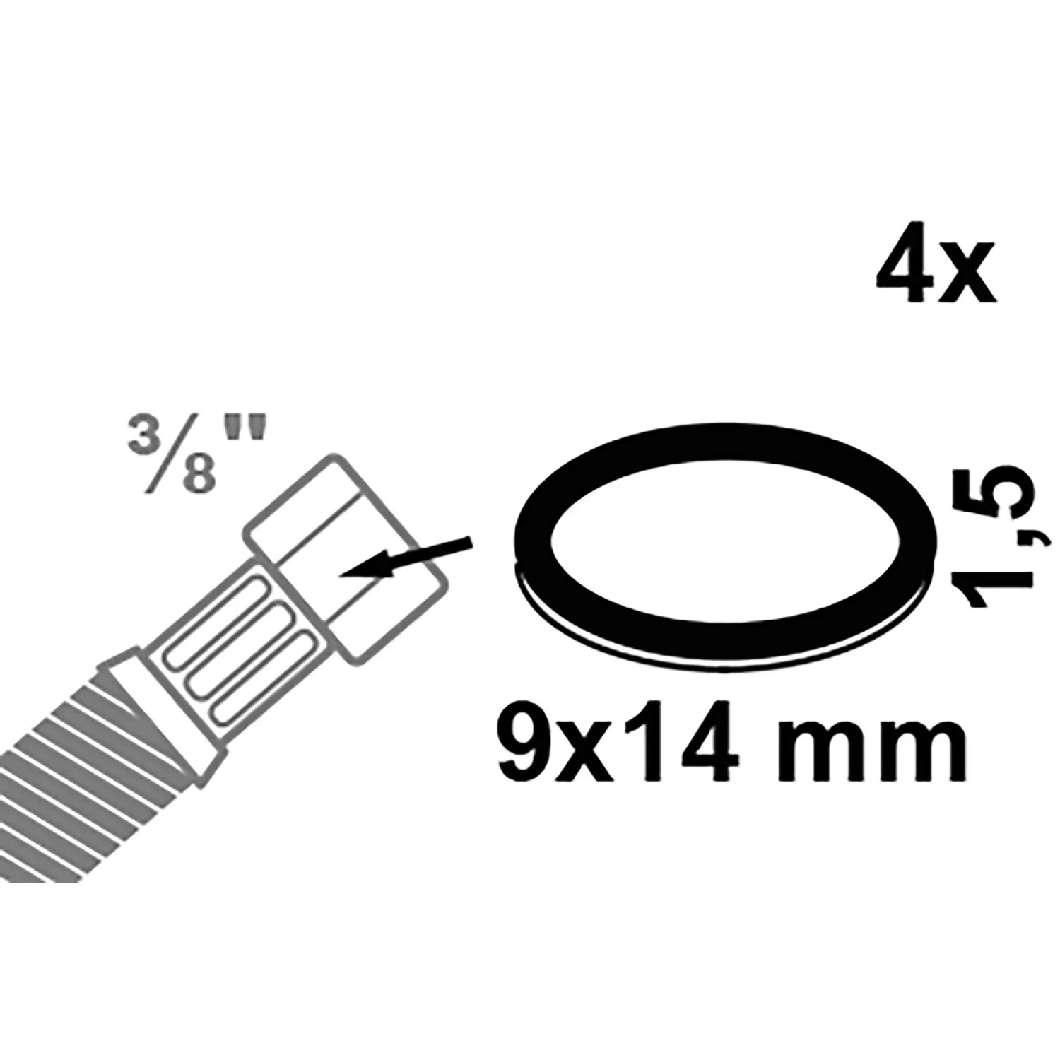 Kirchhoff Vulkanfiber Dichtungen, 9x14x1,5mm, rot, 4er-Set für 3/8 Zoll Verschraubungen.