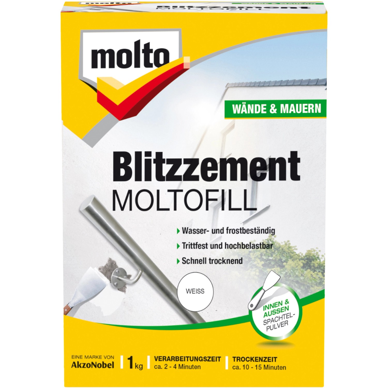 Molto Blitzzement Moltofill Außen- und Innen-Spachtelpulver Weiß 1 kg günstig online kaufen