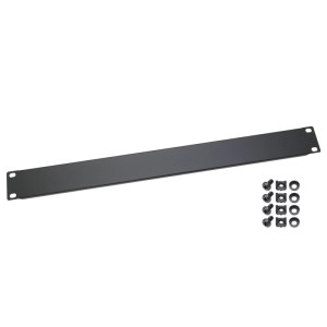 Schwarze HMF Blindabdeckung für 19 Zoll Serverschrank, 1 HE, mit Montagematerial.