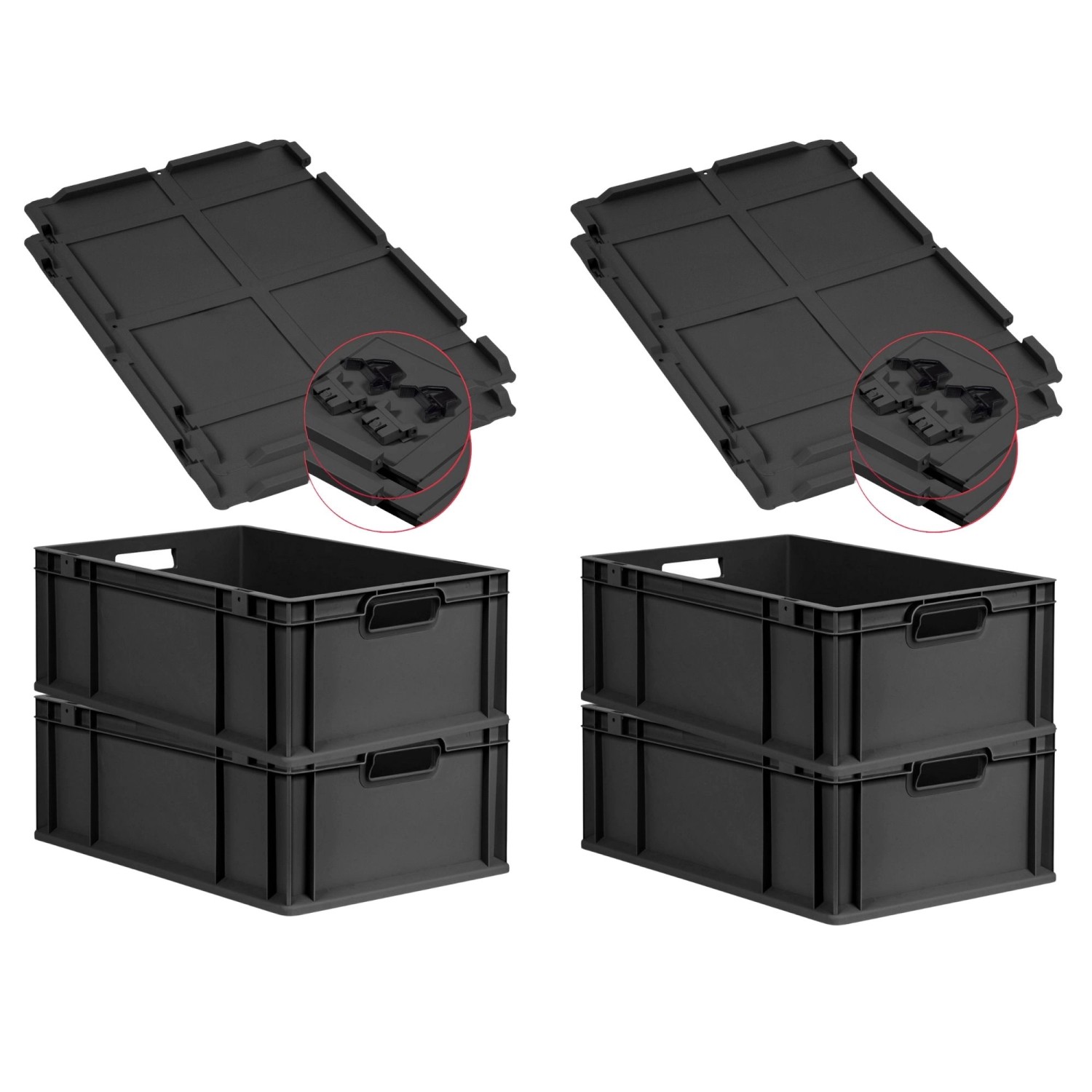 PROREGAL SuperSparSet 4x Eurobox Nextgen Grip Mit Scharnierdeckel Und Schwa günstig online kaufen