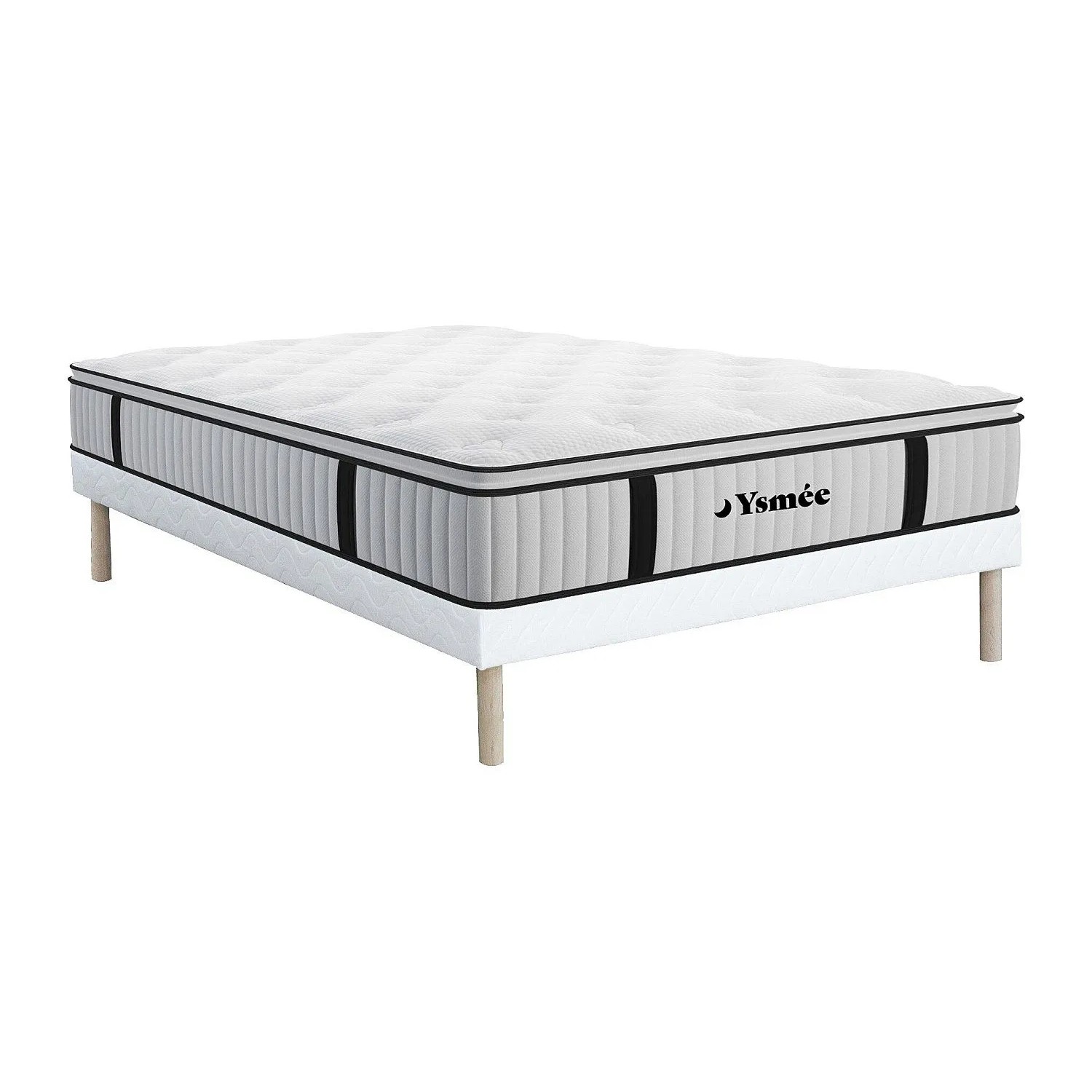 Vente-unique Matratze Und Bettgestell Mit Lattenrost Und Stoffbezug American Dream Weiß 200 cm
