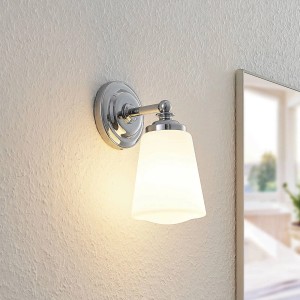 Arcchio Wandleuchte Wandlampe Bad Mahdi 9626314 Spritzwassergeschützt Modern in Chrom aus Glas 1-flammig E14 Badezimmerleuchte