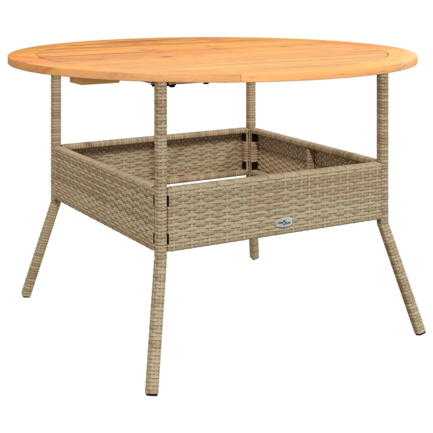 vidaXL Gartentisch mit Holzplatte Beige Ø110x71 cm Poly Rattan 368627 günstig online kaufen