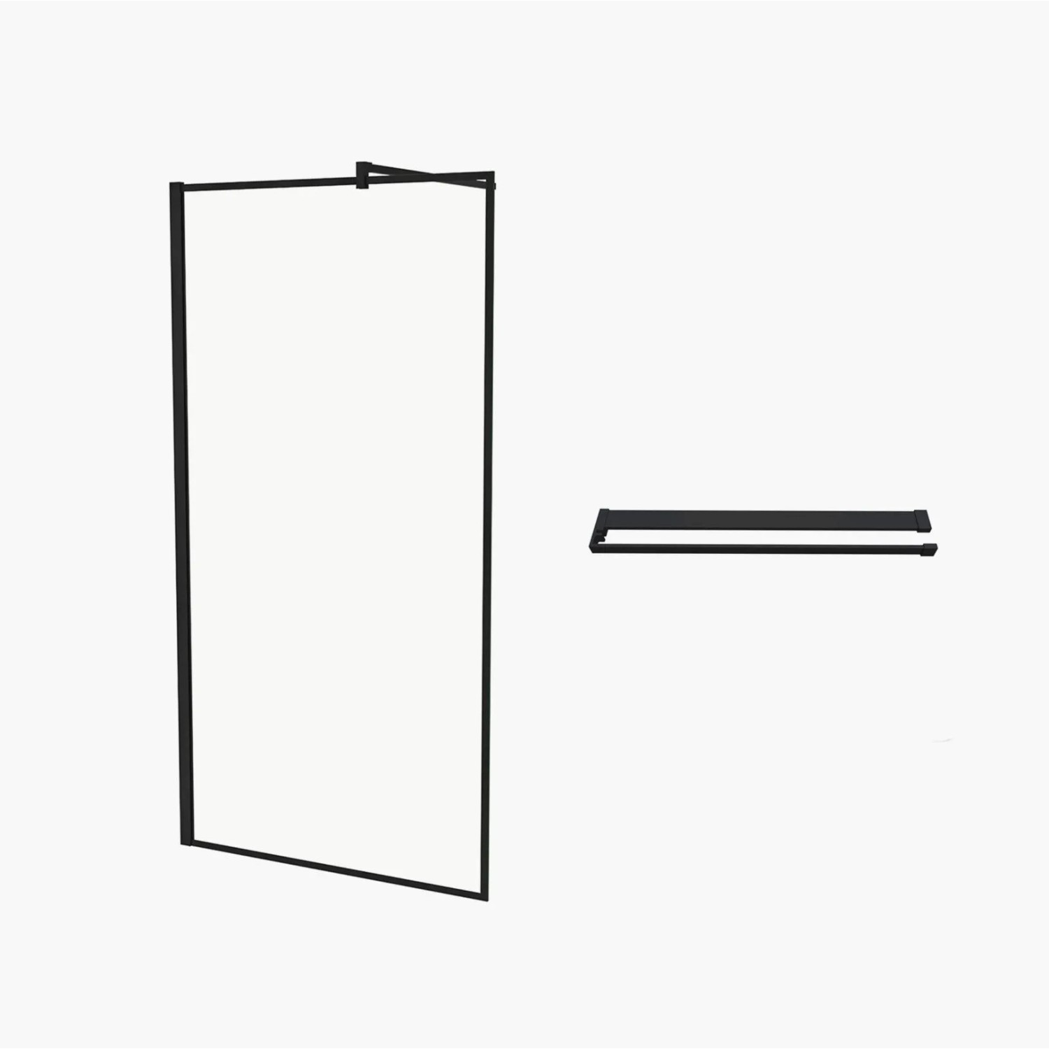 Duschparadies 90 x 200 cm Walk-in Duschwand 8mm NANO Glas Dusche Klarglas Duschtrennwand Mit Schwarz Duschregal Mit 140cm Stabilisator
