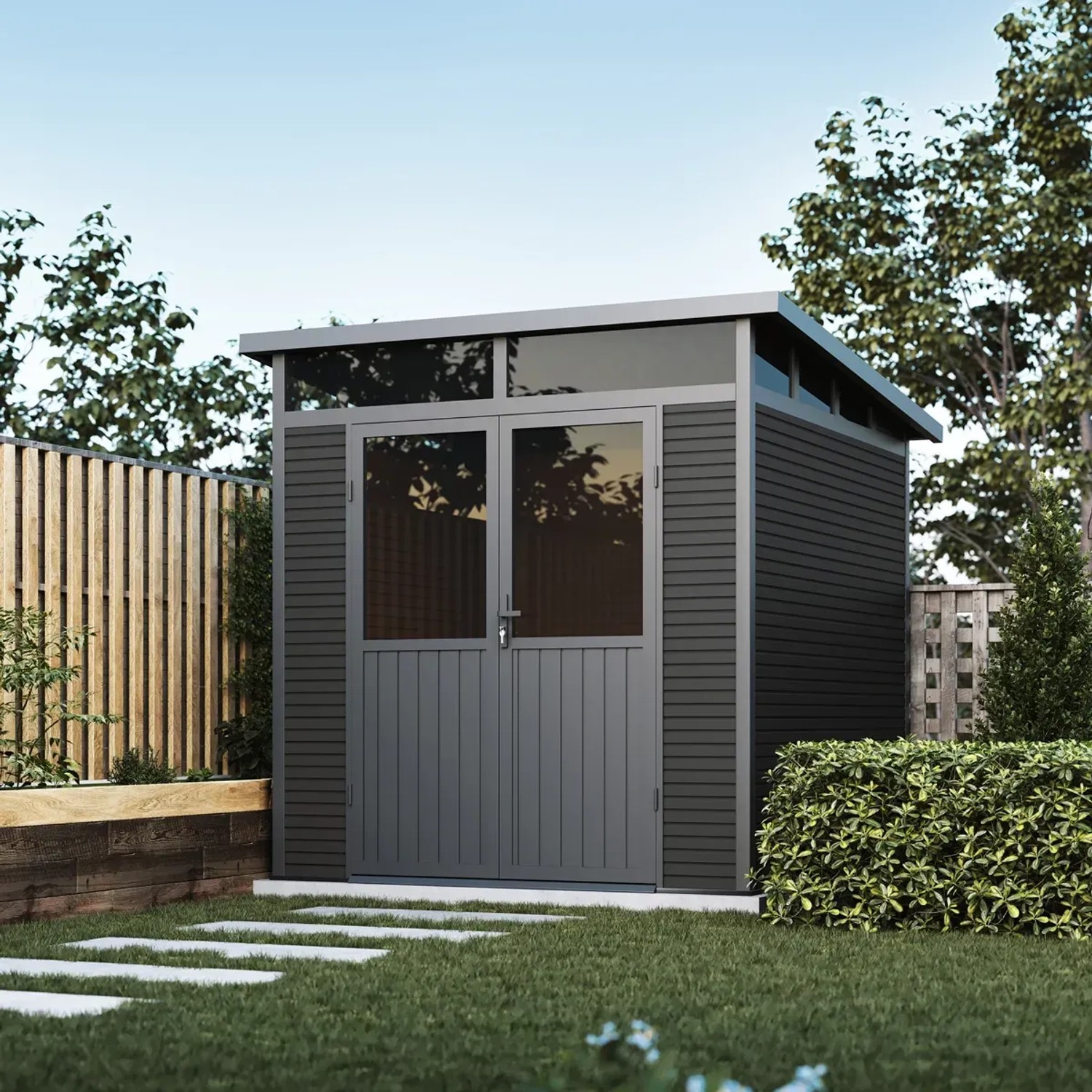 Weide Metall Gerätehaus Anthrazit mit Doppeltür 218 x 218 x 226 cm kaufen bei OBI