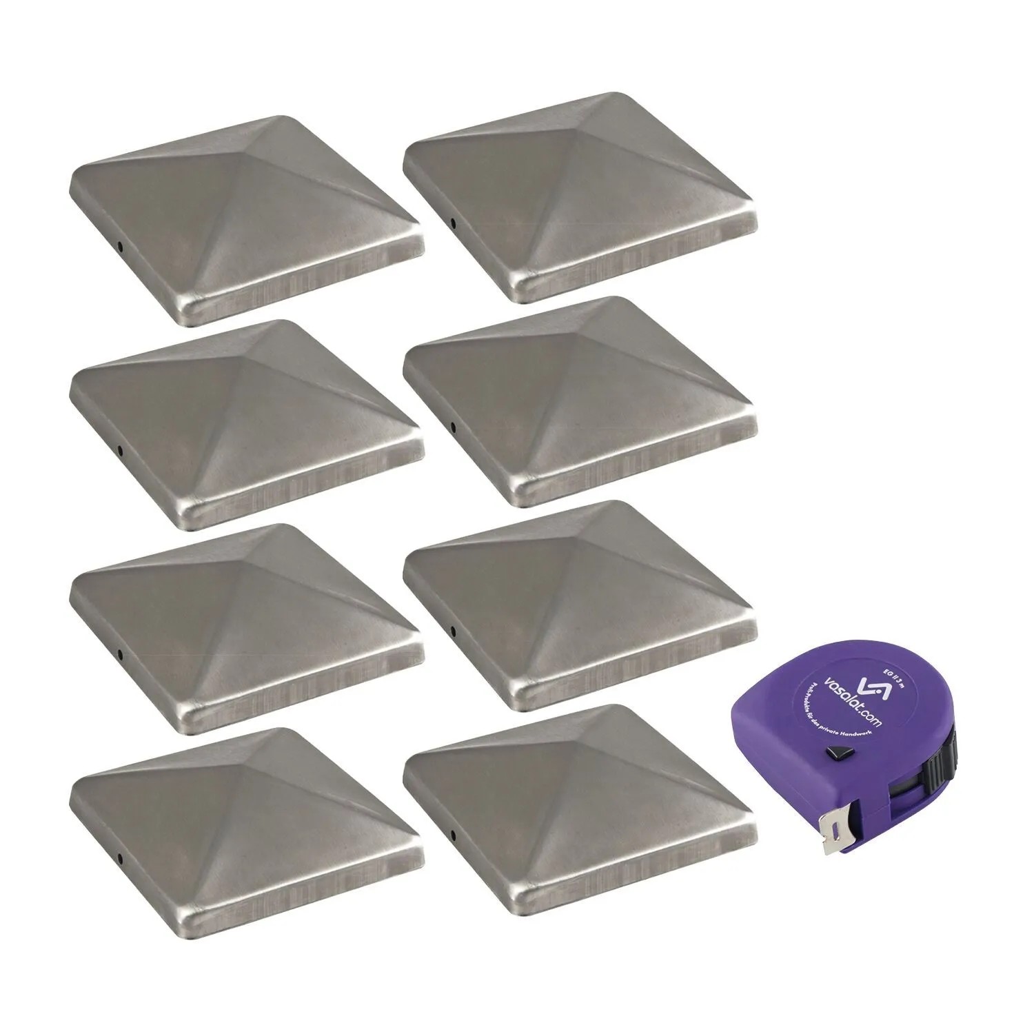 vasalat Set Pfostenkappe 7x7 cm Edelstahl mit Schrauben