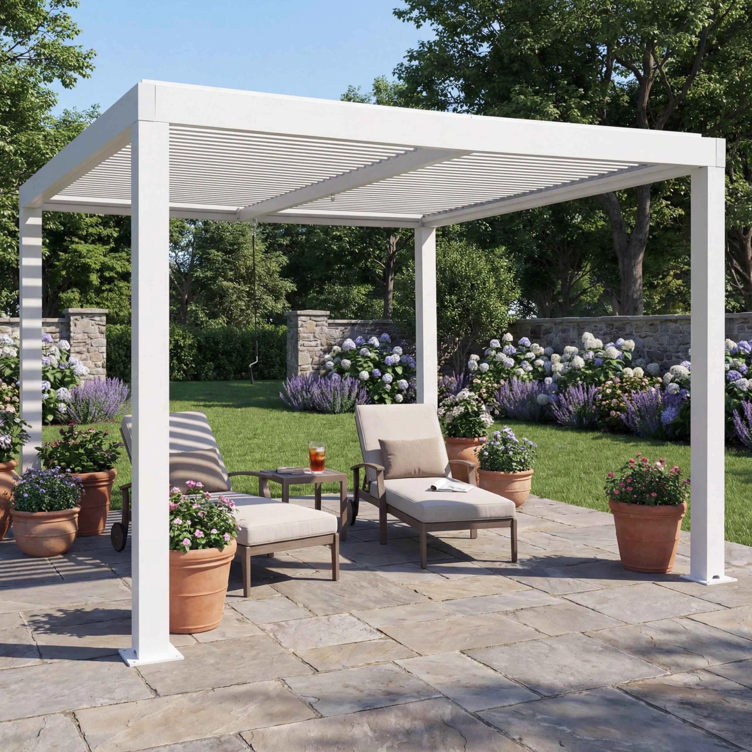 MCW Pergola L46 Weiß 11cm-Alu-Gestell 3x3m