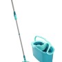 Leifheit Clean Twist Disc Mop Ergo Set mit Eimer und Wischmop in Türkis und Grau.