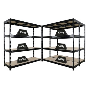 PROREGAL Mega Deal 3x Profi Schwerlastregal Rhino HxBxT 200x200x60cm 4 Spanplatten-Ebenen 16mm Fachlast 500kg Schwarz