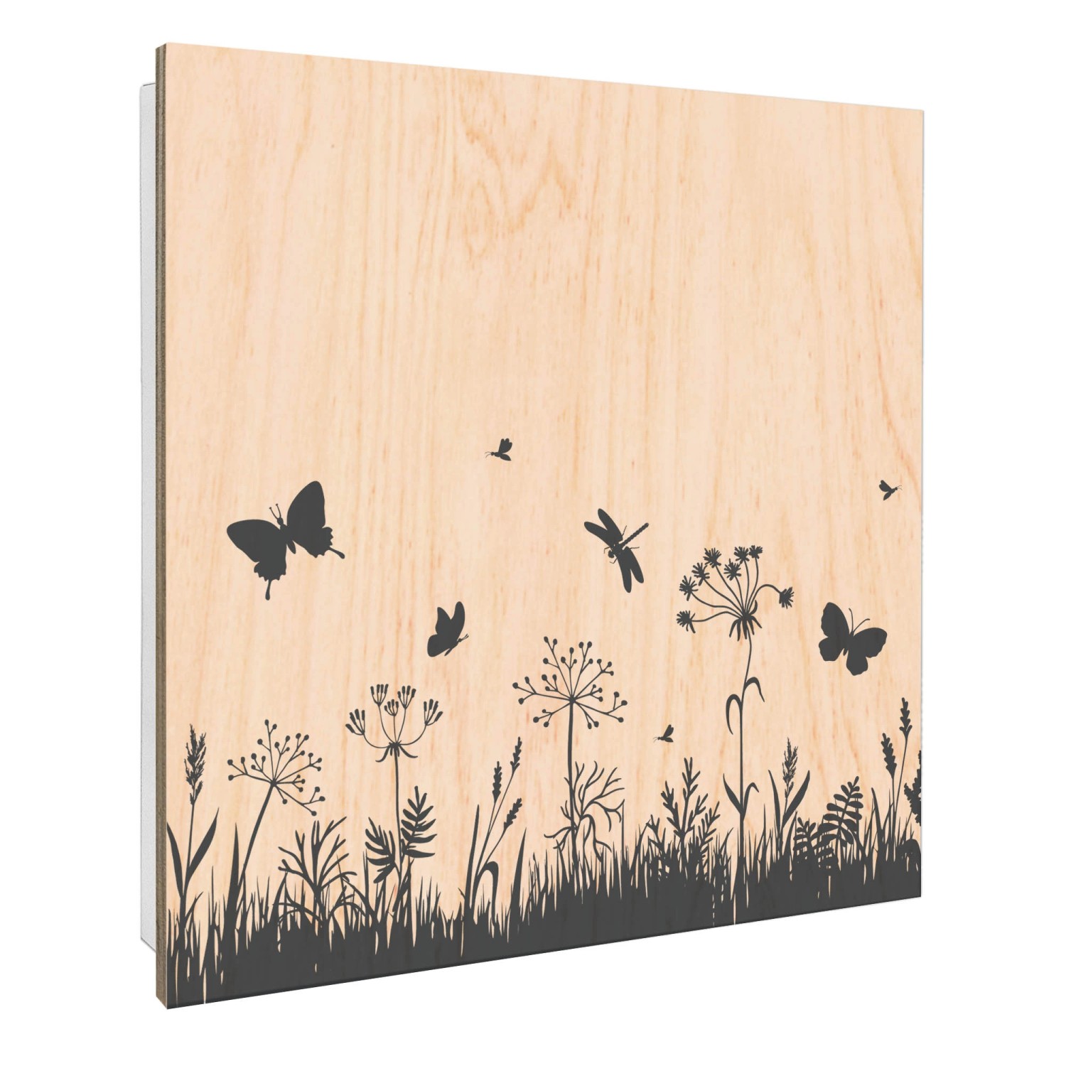 Banjado Schlüsselkasten mit Holzfront 30x30cm Weiß Scharnier Links 50 Haken günstig online kaufen