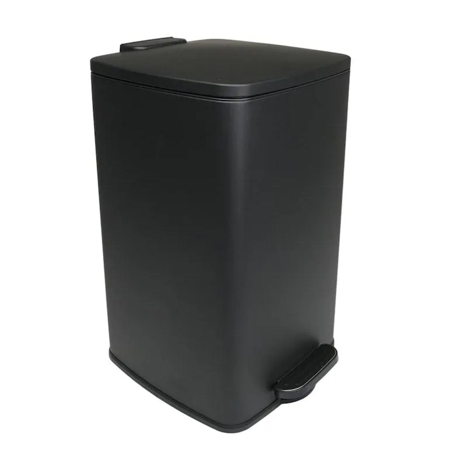 PROREGAL Mülleimer Küche Bad 30L Abfalleimer Mit Softclose & Stay-Open Deckel Fußpedal & Inneneimer Stahl Matt Schwarz Rechteckiger Tretmülleimer