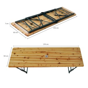 CHEFGASTRO Bierzelttisch Höhenverstellbar & Klappbar Mit Schirmhalterung HxBxT 90-116x170x50cm Lackiertes Holz Stehtisch Bierzeltgarnitur Biertisch