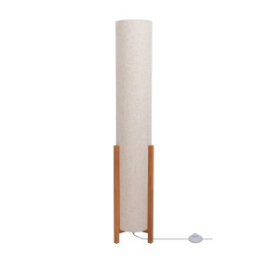 Näve Leinen-Stehleuchte Matilda Natur, Stoffschirm und Holzfuß, 110 cm hoch.