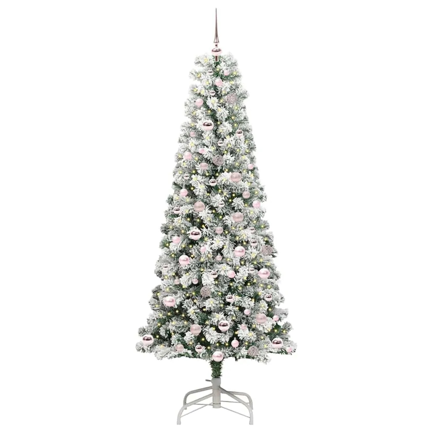 vidaXL Künstlicher Klappbarer Weihnachtsbaum Grün und Weiß 210 cm 3395606