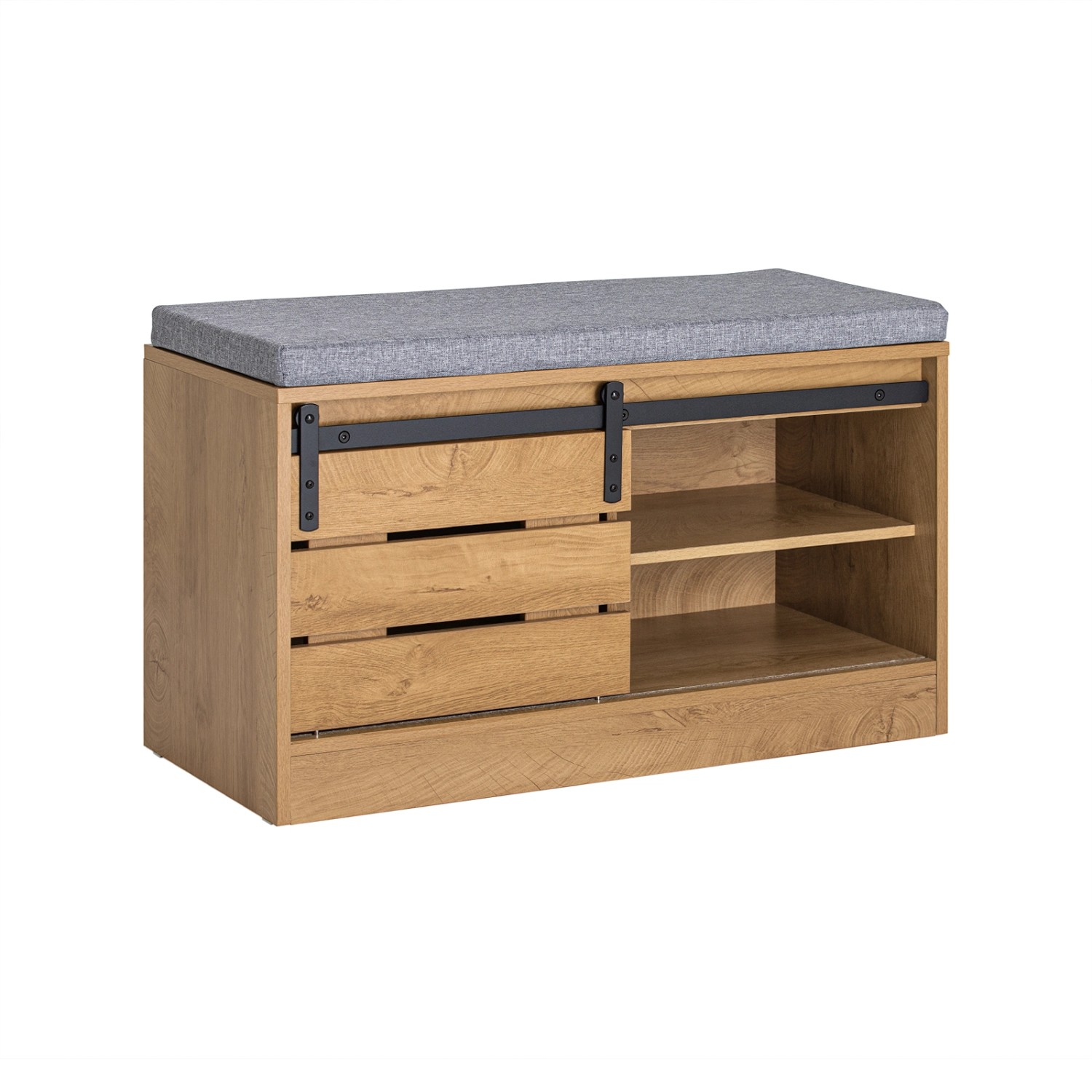 SoBuy Schuhbank mit Schiebetür Holzwerkstoff Natur 80cm FSR120-N günstig online kaufen