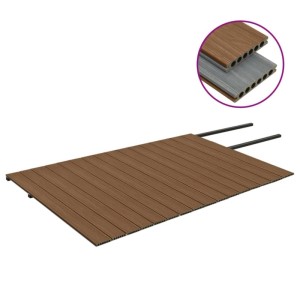 vidaXL WPC Terrassendielen Set, braun/grau, 40m². Dielen mit Holzstruktur und Unterkonstruktion.