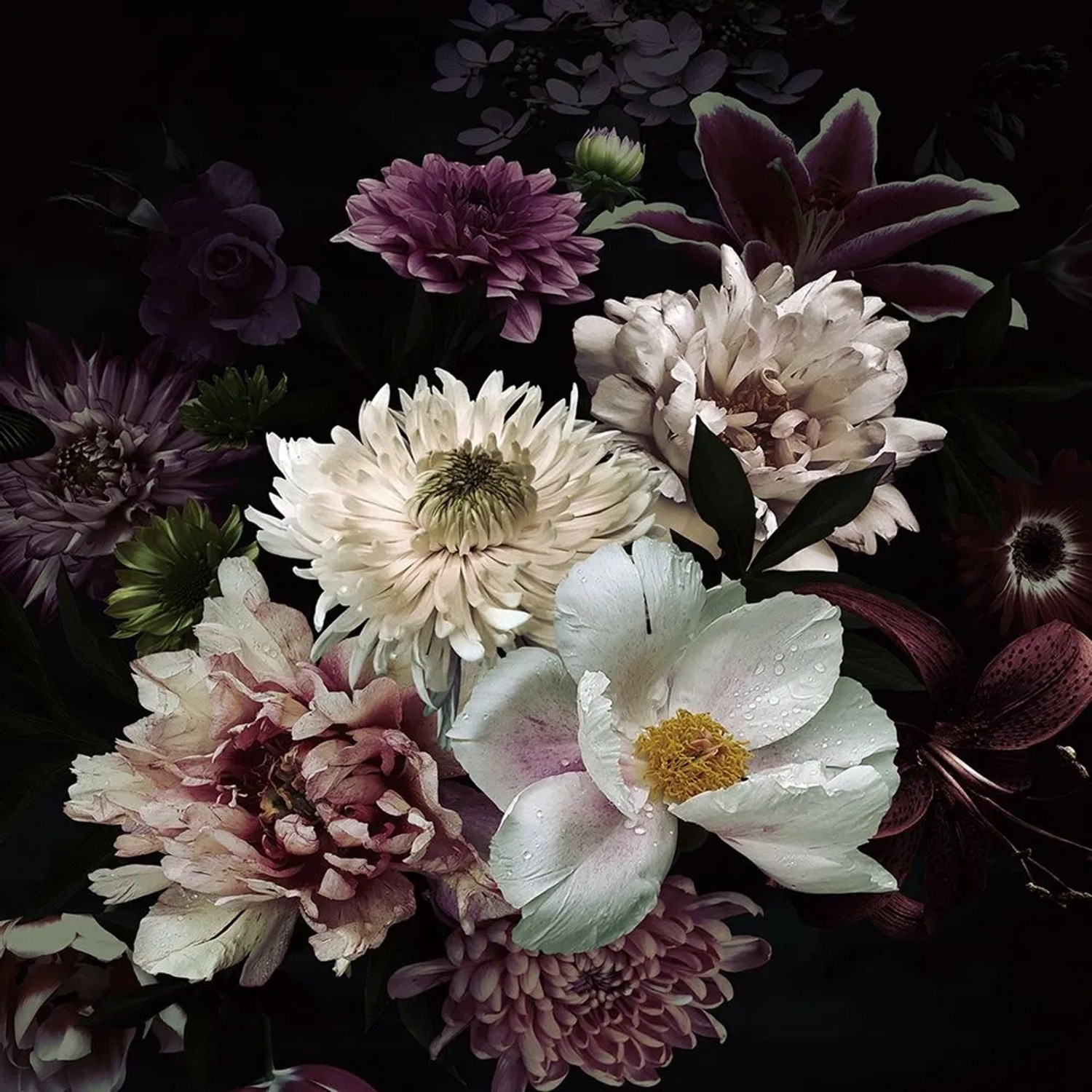Art Universe Glasbilder Hübsches Blumenbouquet 80 x 80 cm