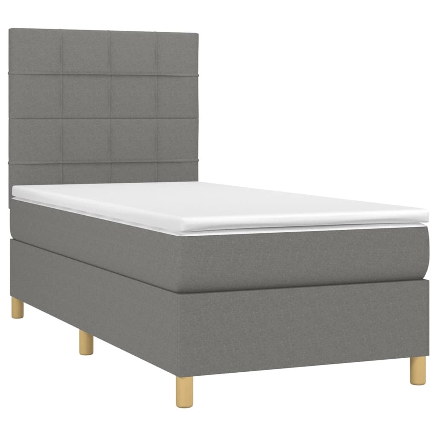 vidaXL Boxspringbett mit Matratze & LED Dunkelgrau 90x200 cm Stoff 3135406 günstig online kaufen