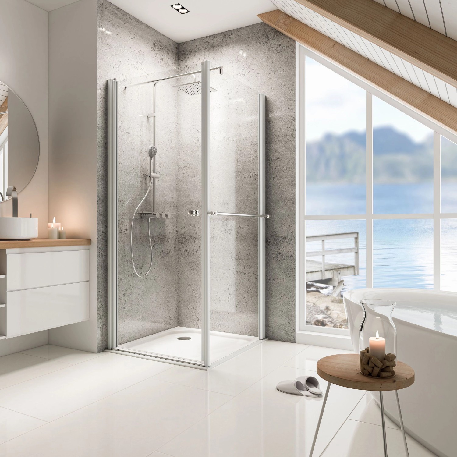 Schulte Eckdusche mit Drehtür Garant inkl. Seitenwand und Duschwanne extra-flach 80 x 80 x 200 cm linksseitig