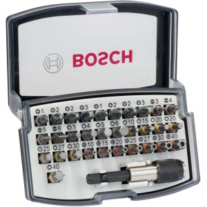 Bosch Schrauberbit-Satz, 32-teilig im transparenten Etui. Bitset mit verschiedenen Größen und Formen.