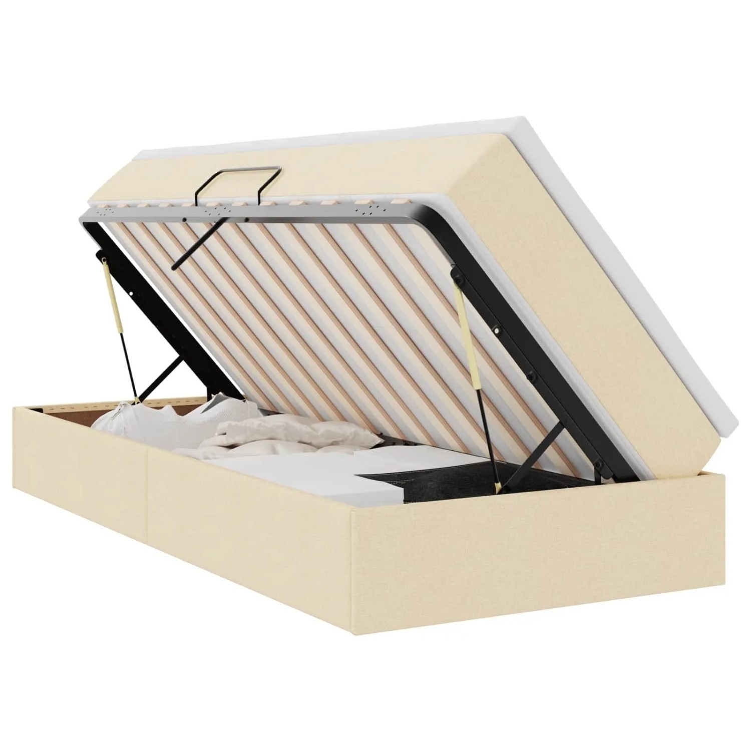 vidaXL Aufbewahrungsbett mit Matratze Creme 100 x 200 cm Polyester 3370210