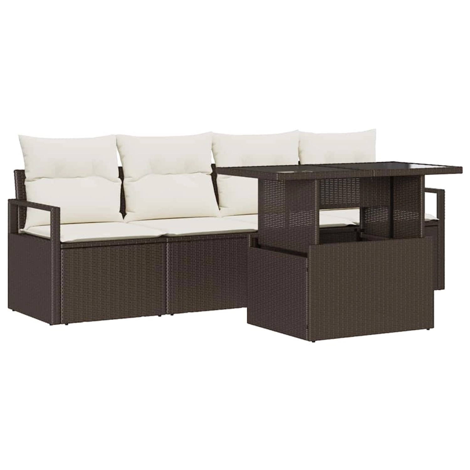 vidaXL Garten-Sofa-Set mit Speicher 5-Tlg Braun Poly Rattan 3357461 günstig online kaufen
